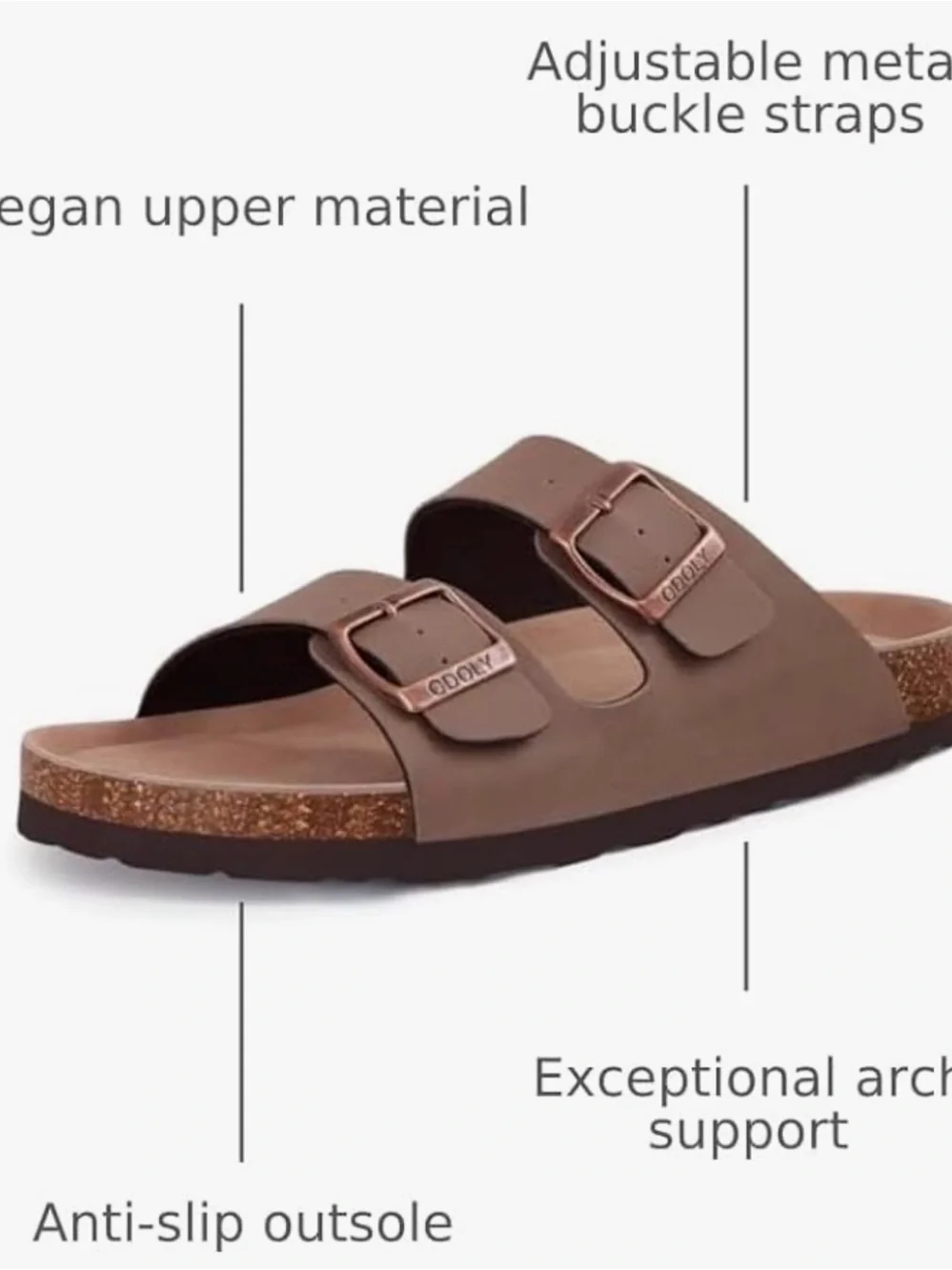 Unisex Cork Footbed Slide Sandals w/ Arch Support Size 12 Women / 10.5 Men